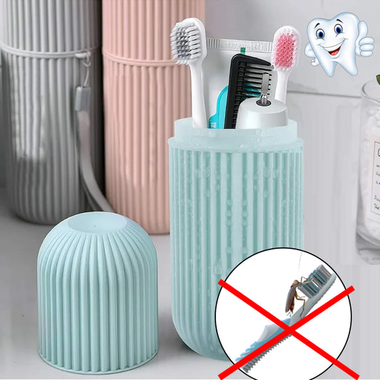 Hapapy Teeth Toothbrush Container Portable Toothbrush Travel Toothpaste Holder Storage Case Box Organizer Household Storage Cup Outdoor Holder Your On-the-Go Dental Care Solution (Random Colours)